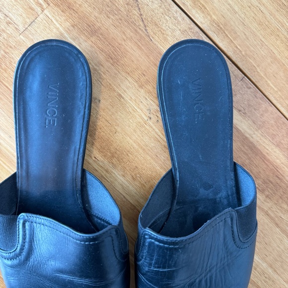 Vince Nadette Black Leather Pointed Toe Slip On Mules Flats Size 7.5 - Picture 4 of 9